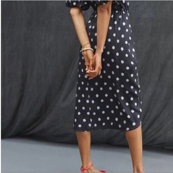 BNWT  Delfi Collective x Anthropologie Black & White Polka Dot Midi Dress S - Picture 13 of 16